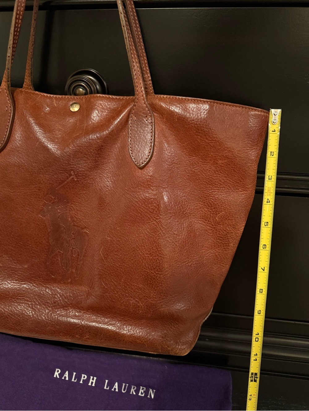 Ralph Lauren Classic Brown Leather Tote Bag - Picture 10 of 13